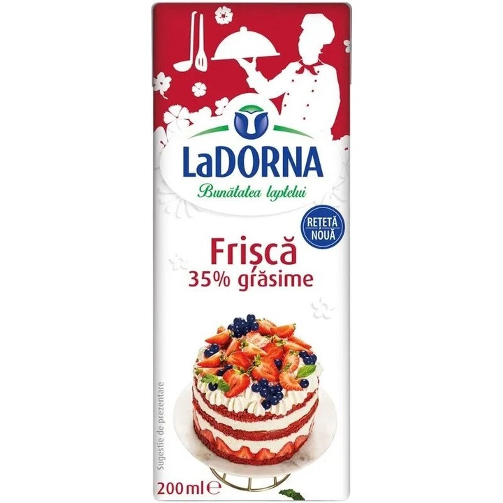 Smântână UHT pentru frișcă, LaDorna, 35% grăsime, 200 ml
