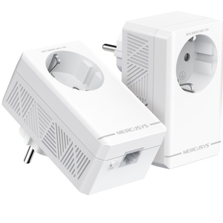 Kit Adaptor Powerline Mercusys MP500P KIT, AV1000, gigabit, priza integrata