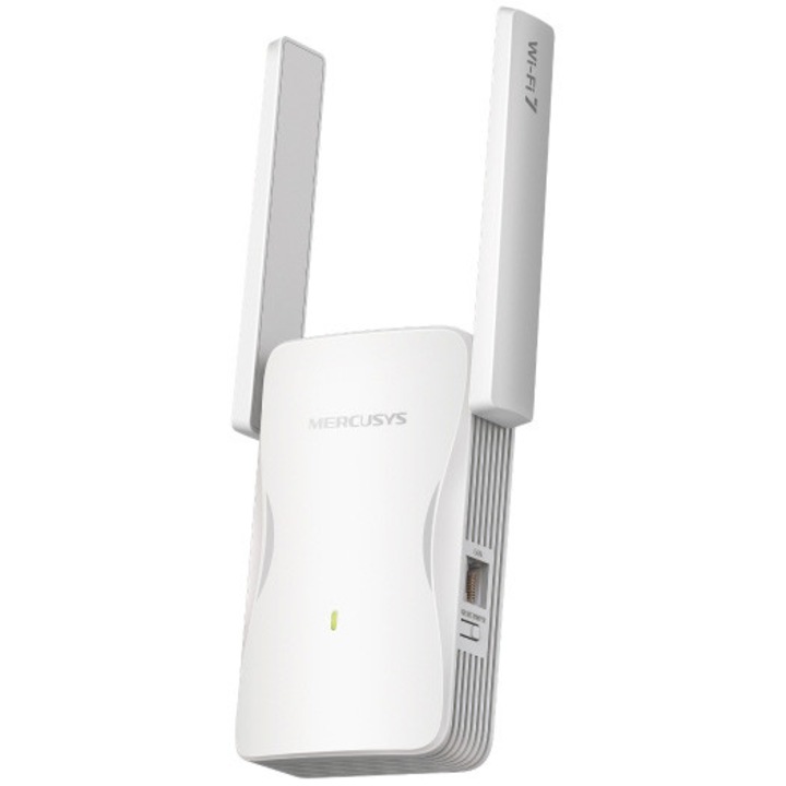 Range Extender Mercusys ME25BE, BE3600, Wi-Fi 7, dual band, port Gigabit, MLO, EasyMesh, setare prin aplicatia Mercusys, control parental