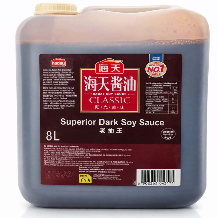 Sos de soia dark Haday, 8L, aromă intensă, ideal pentru marinare