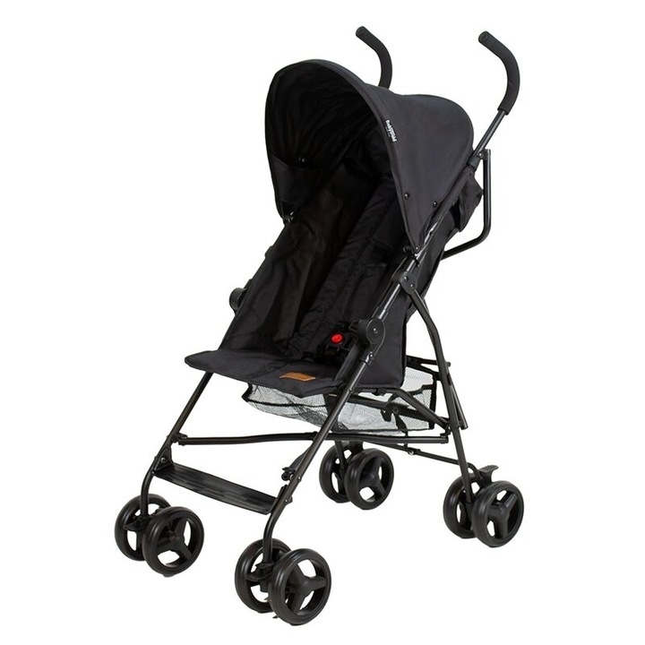 Carucior sport, BabyTrold, Jet, Usor- 4.3 kg, Pliere tip umbrela, Spatar ajustabil, Pana la 15 kg, 6 luni+, Negru