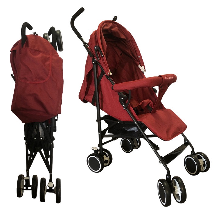 Carucior Sport, Pliabil, Roti Duble Cu pozitie de somn, Culoare Rosu