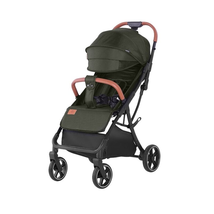 Carucior sport, BabyTrold, Piza, Pliere cu o mana, Usor- 7 kg, Spatar ajustabil in pozitii multiple, Pana la 22 kg, 6 luni+, Verde