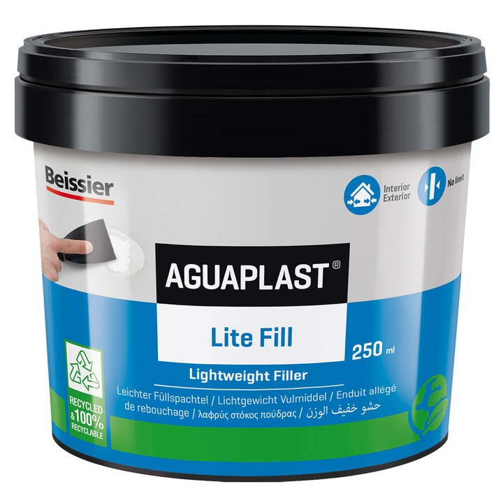 Glet Beissier Aguaplast Lite Fill, alb, 250gr, umplere ușoară, nu necesită șlefuire