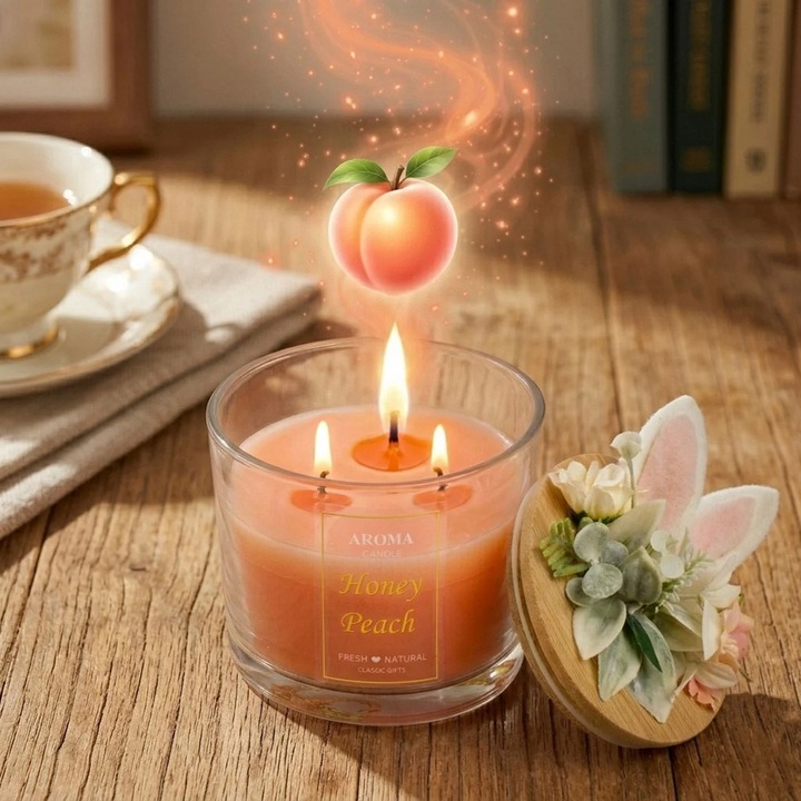 Ароматна свещ в съд с капак Зайче Ø11x8,5см