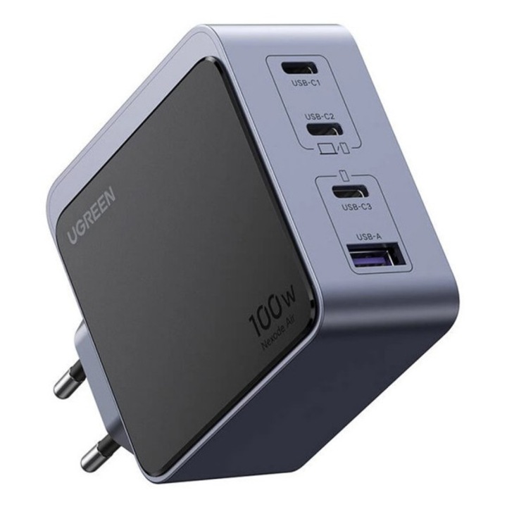 Incarcator Retea Putere 100W, Tehnologie GaN, 3x Type-C, Fast Charging, 100W, 3A, PD3.0, QC4.0+ - Grey X565