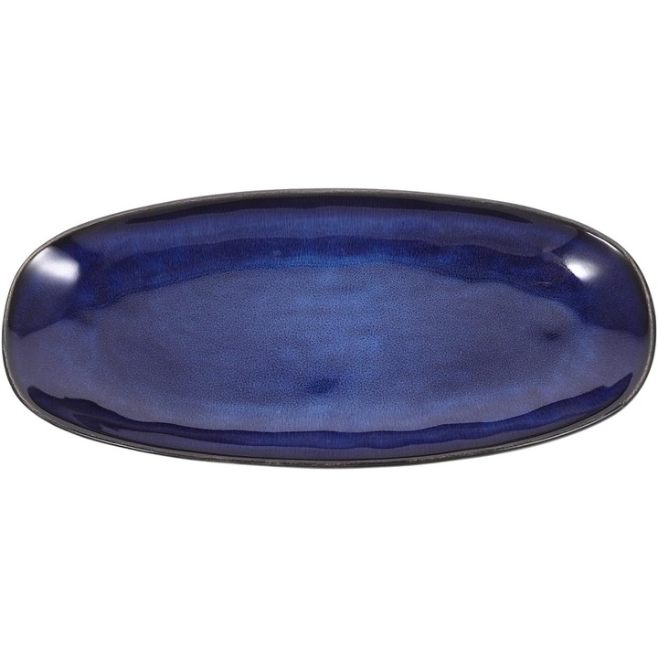 Platou albastru semioval mic 28.1x12.6 cm compatibil, cuptor, microunde, masina spalat, congelator