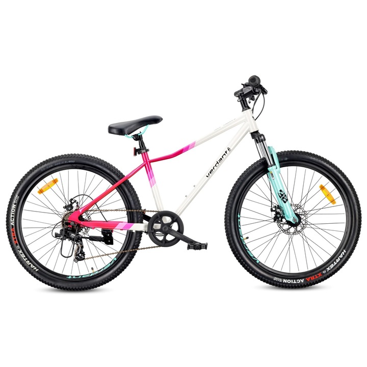 Bicicleta MTB 26 Inch Sun Baby Verdant Calix, Shimano 7 viteze, frâne pe disc, alb roz