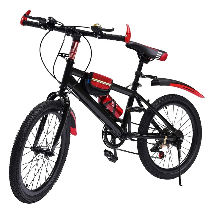 Bicicletă pentru copii MTB, 20" roti, 7 viteze, suspensie spate, neagră