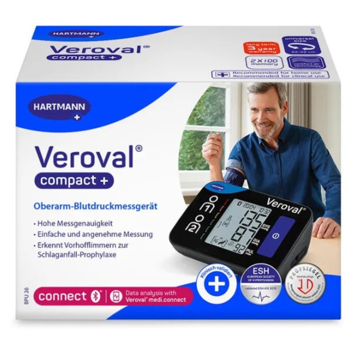 Tensiometru Hartmann Veroval compact, masurare automata, manseta universala 22-42 cm, cu Bluetooth, negru