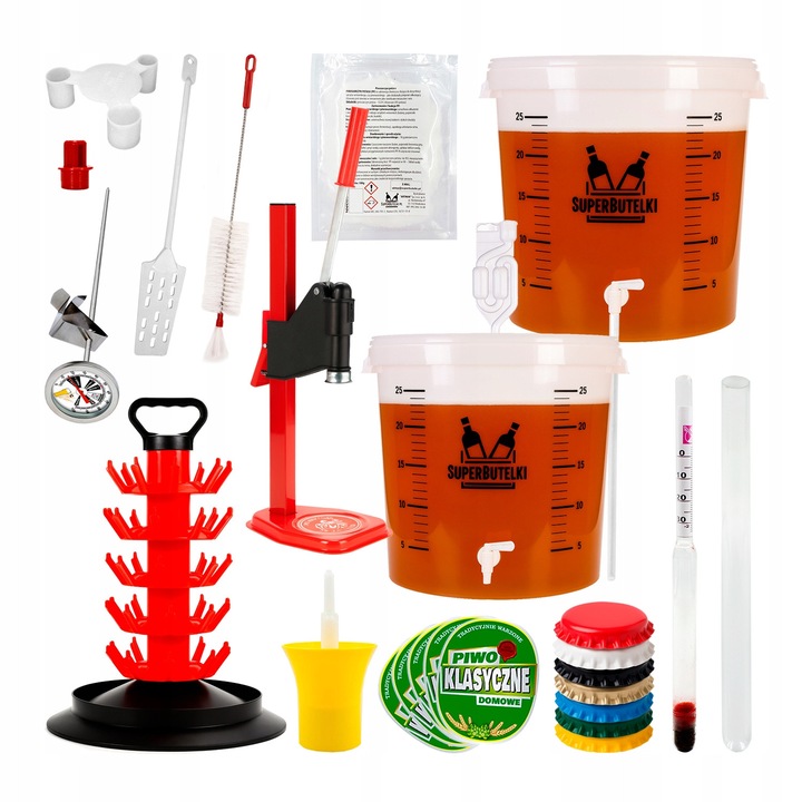 Комплект за приготвяне на бира SuperButelki, пластмаса и метал, пълен