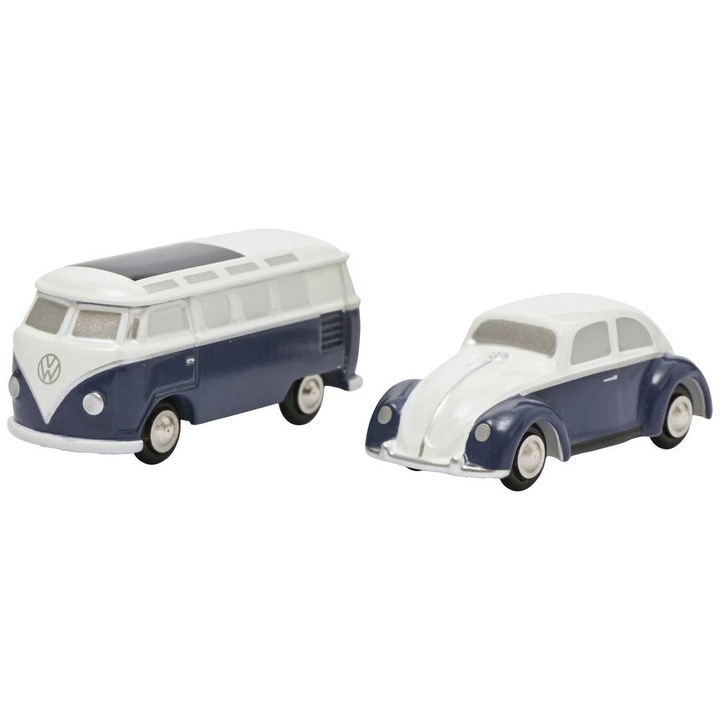 Set masina de model Schuco Piccolo VW Kafer + T1 Samba, metal, 2 piese, limitat la 500 exemplare