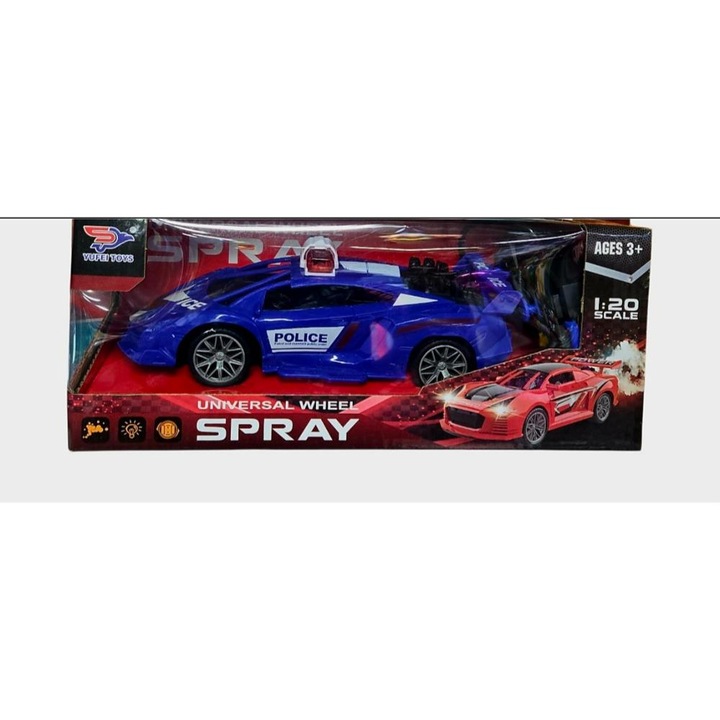 Mașină poliție radiocomandată viosim, 5 funcții, lumini LED, plastic, 3 ani