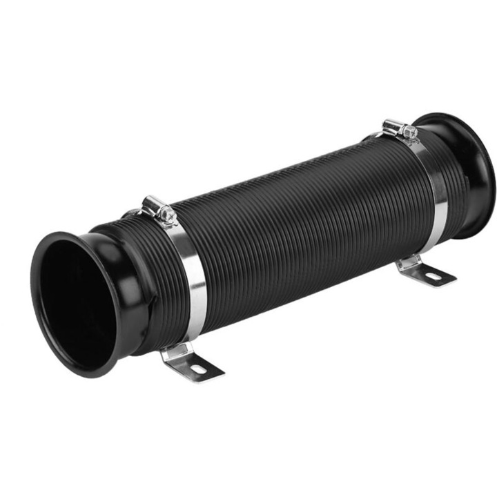 Kit universal furtun admisie aer rece auto, 76mm, 3 inch, flexibil, negru