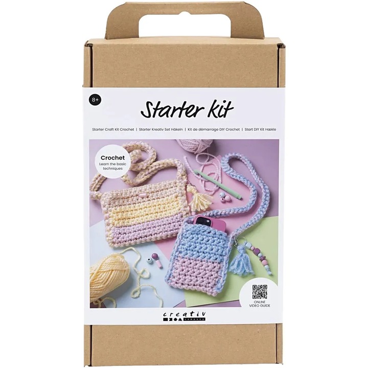 Kit creativ pentru incepatori, Creativ Company, crosetat 2 accesorii, multicolor, 31.4x18.6x5cm