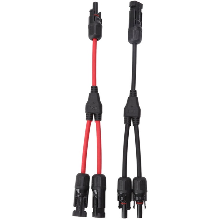 Conectori solari Y, 2 bucati, adaptor paralel, 1000V DC, impermeabili IP67, rosu si negru, 29.8cm