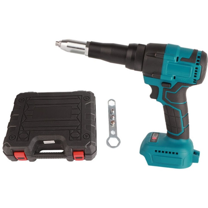 Pistol de nituit electric fara fir, 18V, albastru, nituitor electric fara fir, unealta manuala de nituire automata cu LED pentru baterie 2.4V BL1815, nituitoare