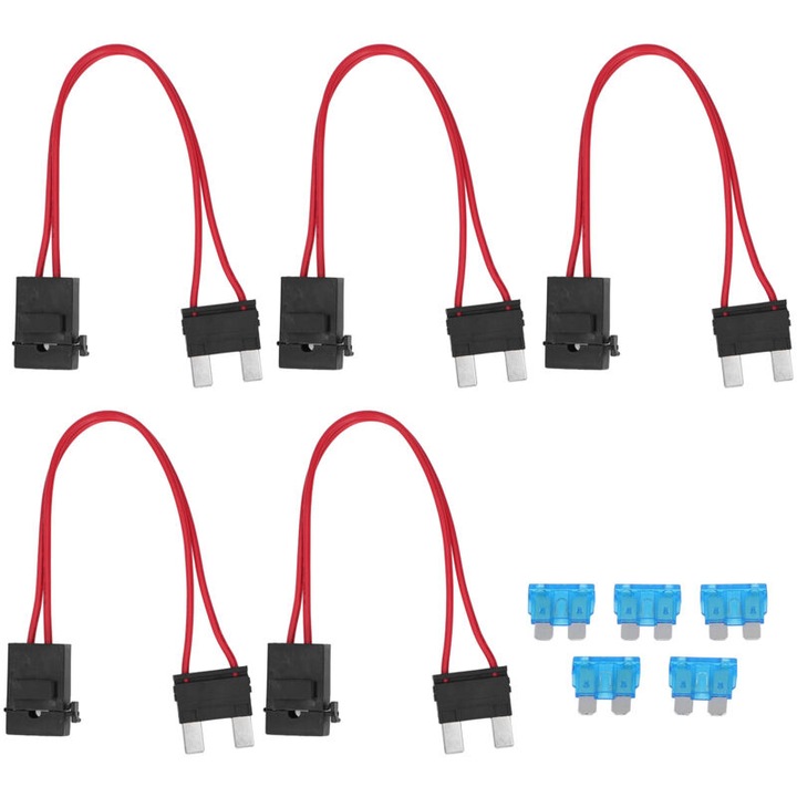Conector suport siguranta auto, 5 bucati, pentru vehicul ATM 20A 16AWG cu 5 sigurante ACL L 29.2mm