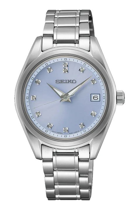 Seiko, Ceas din otel inoxidabil cu 12 diamante, Argintiu
