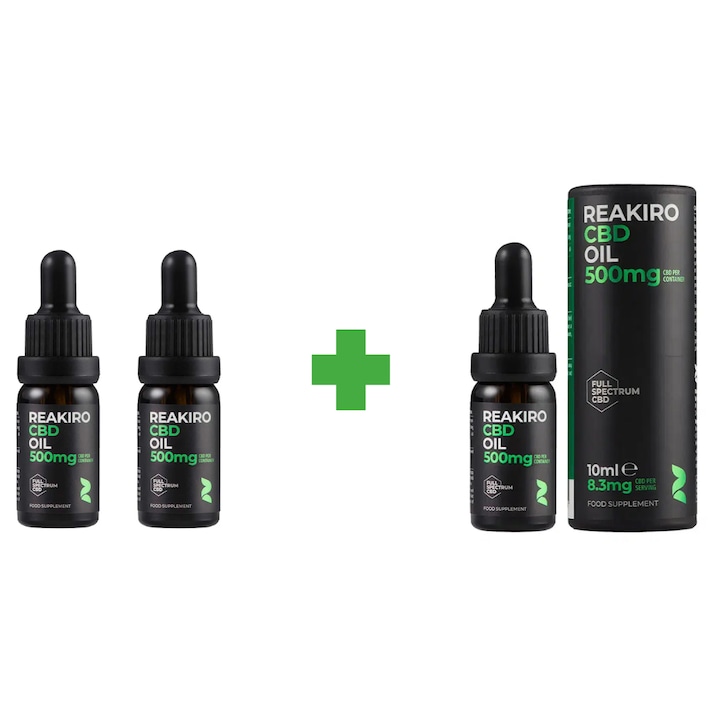 Комплект от Reakiro CBD масло 500mg Full Spectrum - 5% - 3 продукта, стъкло, 100% натурално