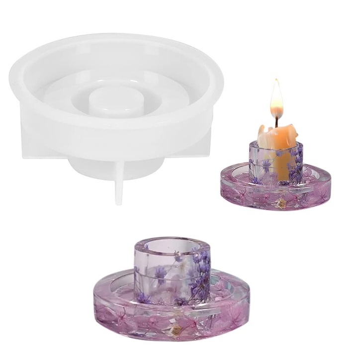 Matriță siliconică pentru suport de lumânări, material netoxic, reutilizabil, set