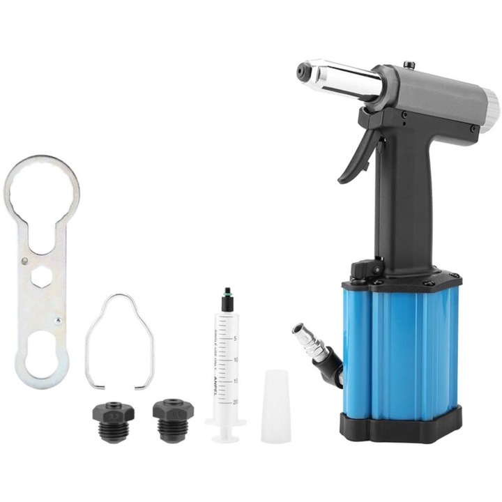 Kit pistol de nituri pneumatic, model KP-715, 2.4mm-4.8mm, 1650g, utilizare industriala