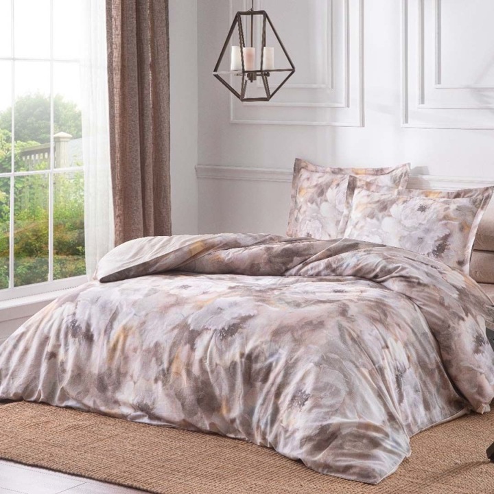 Спално бельо за двойно легло, 100% памучен сатен, с дигитален принт, 6 части, 240x260 см, Tac Delux Digital, Griffin