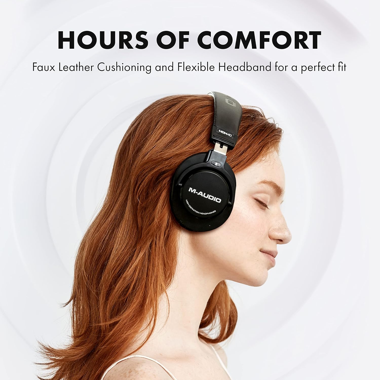 Casti de studio M-AUDIO HDH40 Over-Ear cu design inchis, banda flexibila si cablu de 2, 7 m pentru monitorizare in studio, podcasting si inregistrare