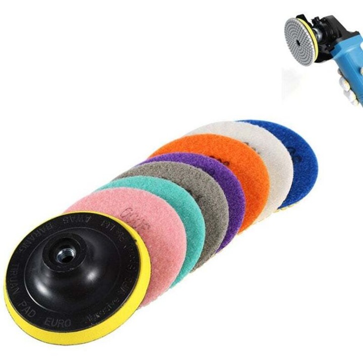 Disc de lustruit cu diamant, 8 bucati de 4 inch (100mm)