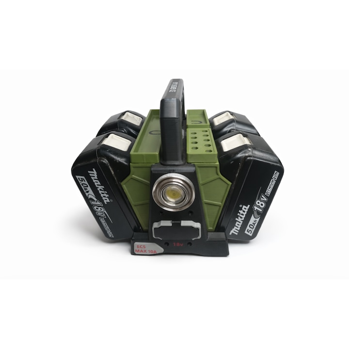 Încărcător Green Lab Powerbank pentru baterii Makita 18V, 17x20x12cm, 4 baterii, plastic ASA