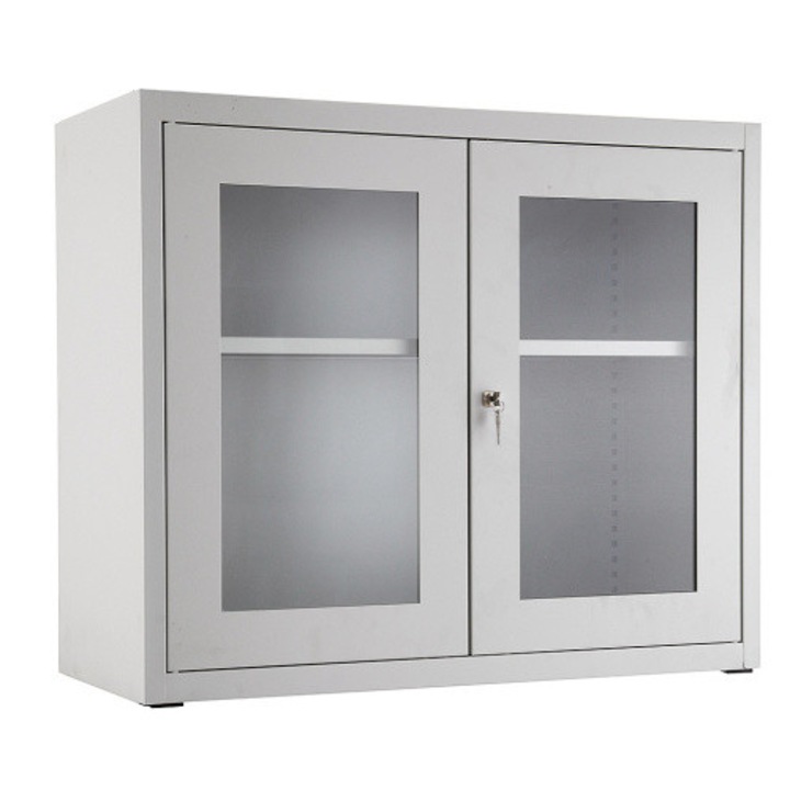 Dulap metalic pentru dosare cu geam, Mevatec, 800mm, gri, 950x400x800mm