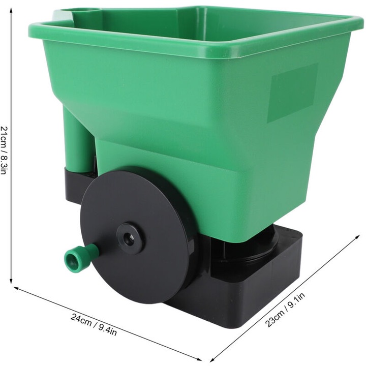 Distribuitor manual de seminte, imprastiator portabil usor pentru ingrasaminte si sare, 3L, verde/negru