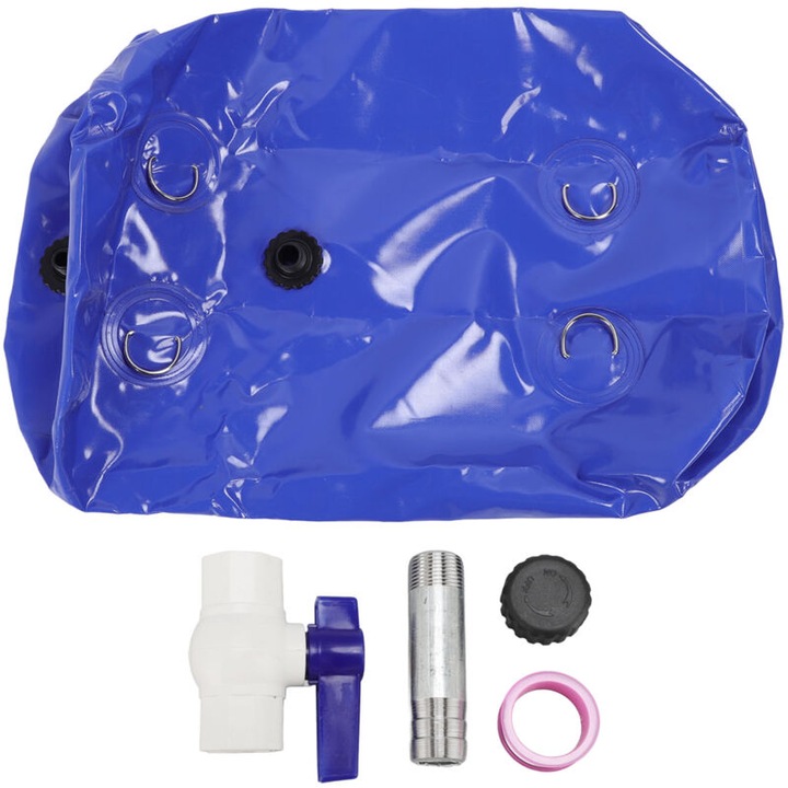 Rezervor de apa portabil, 110L, din PVC moale si pliabil, geanta de depozitare, albastru