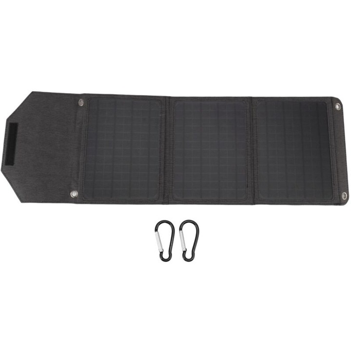 Panou solar pliabil 18W, 18V, monocrystalline, 2xUSB, 1xDC, 1xType-C, 76x24cm