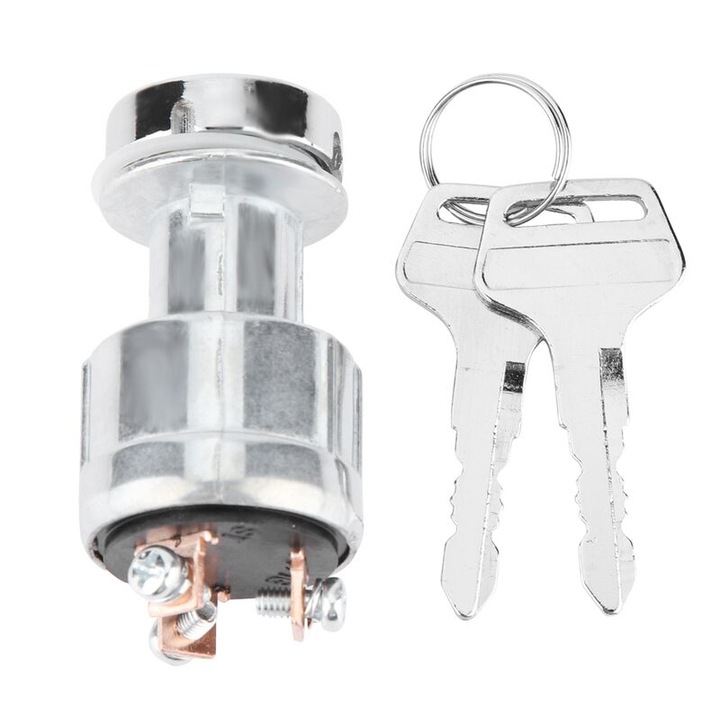 2 kulcsos indítókapcsoló autóhoz, motorkerékpárhoz, univerzális hajóhoz, 12V/24V, indítókapcsoló zár