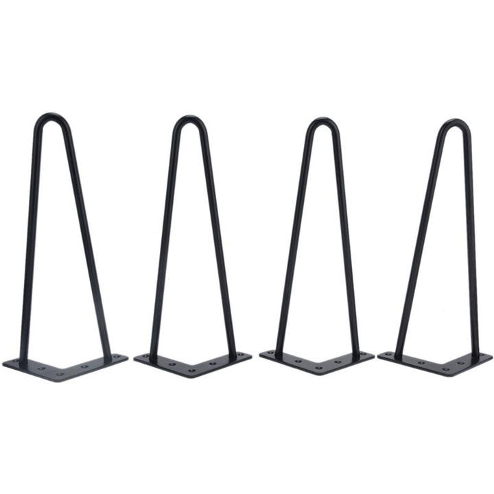 Picioare de masa si birou din fier negru, 4 bucati, 16 inch