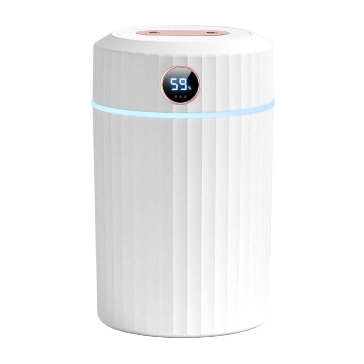 Párásító, 2L, csendes működés, páratartalom- és hőmérséklet-érzékelő, 36 óra, 7 LED, otthonra, hálószobába, irodába