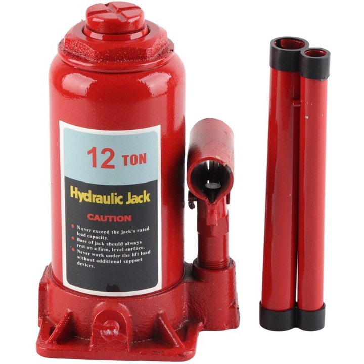 Cric hidraulic tip butelie 12T, cric compact cu piston pentru masina, furgoneta, barca, camion, rulota