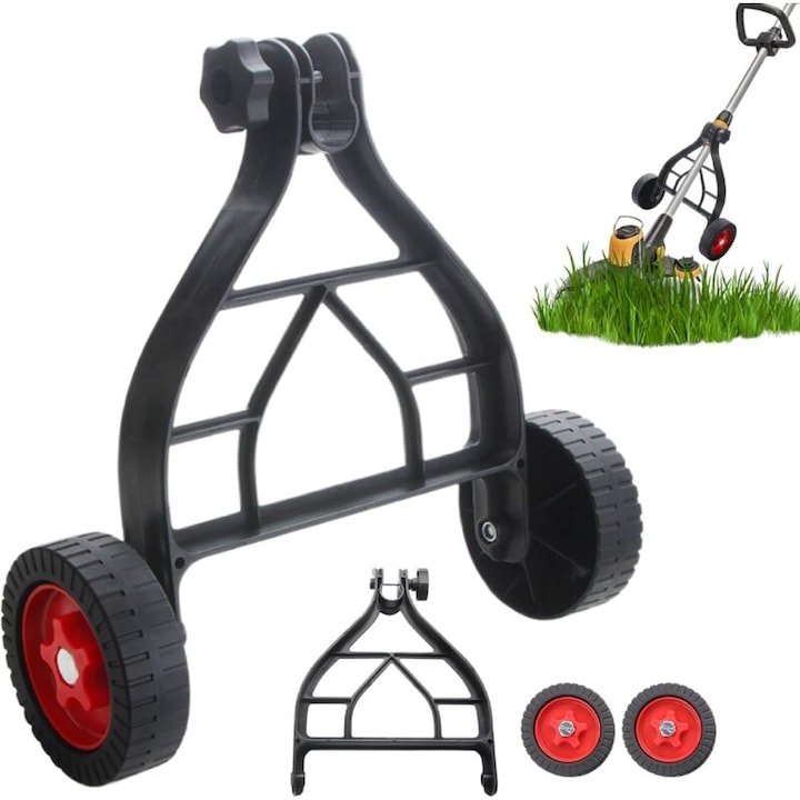 Roti de suport pentru cositoare, set cu 2 roti, material ABS, dimensiune 12cm, pentru ax de taiere 25-28mm