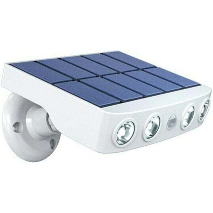 Lampa solara exterioara cu senzor de miscare, 4 LED-uri COB, 500 lumeni, IP65, montare ajustabila, design modern
