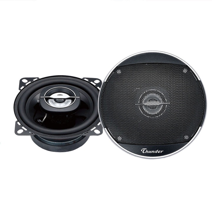 Set difuzoare auto Thunder TCS-4019, 4 inch, 10 cm, 4 Ohm, 2 bucăți, cu grile și cabluri de instalare incluse