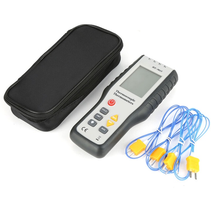 Termometru cu termocuplu tip K HT-9815 4 canale Domeniu de masurare 200 °C pana la 1372 °C