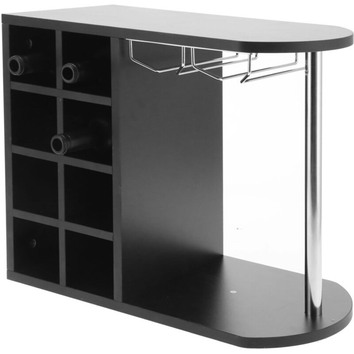 Bortartó, 8 palackos, egyedi design, 42x28x58cm, fém és rétegelt lemez