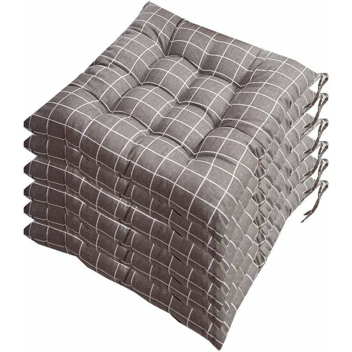 Set de 6 perne decorative pentru scaune 40x40cm, poliester/cotton, utilizare interioara/exterioara