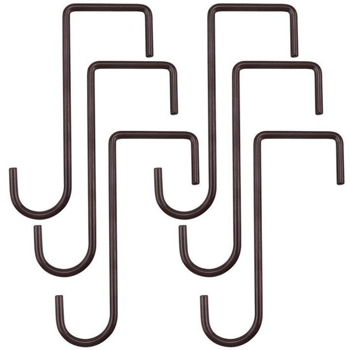 Комплект от 6 куки за ограда, за окачване на растения, хранилки за птици, фенери, огради, градински декорации (черни)