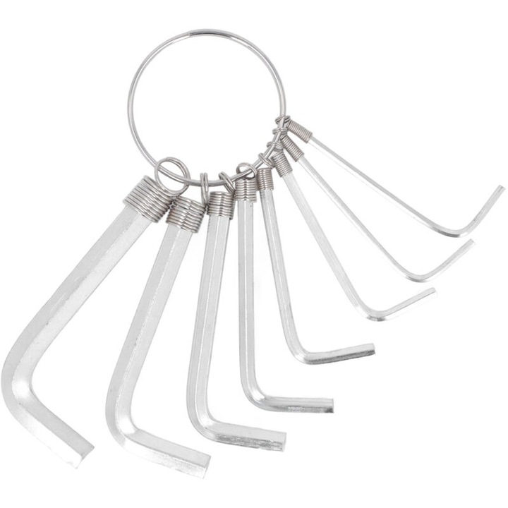 Set chei hexagonale, set de 8 chei hexagonale metrice (1.5, 2, 2.5, 3, 3.5, 4, 5, 6mm), unealta de mana pentru mesteri din otel cromat
