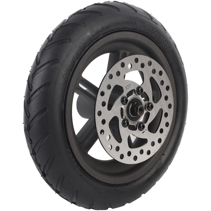 Roata din spate gonflabila si frana cu disc 120mm pentru trotineta electrica XIAOMI PRO, neagra, 22x22cm, set