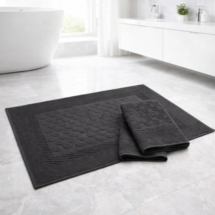 Puha pamut fürdőszobaszőnyeg Spalno belio.bg, antracit, 50/70