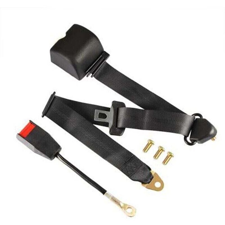 Centura de siguranta auto universala cu 3 puncte ajustabila, lungime maxima 2.8m, poliester, set cu suruburi