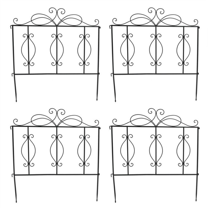 Gard Exterior, Metalic, pentru Gradina, Margine din Fier, 4 Bucati